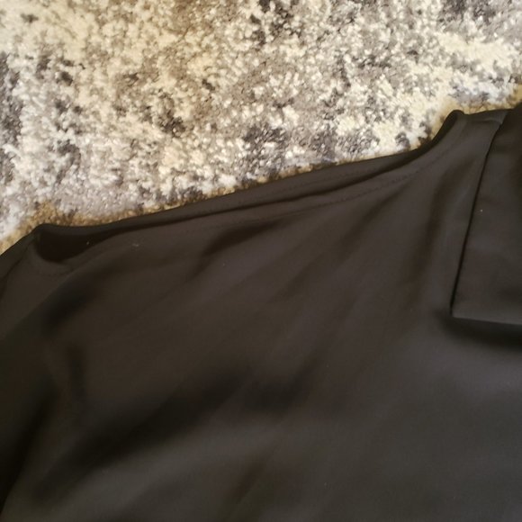 SOLD Suzy Shier | Black Shoulder Cut Blouse - Picture 9 of 10